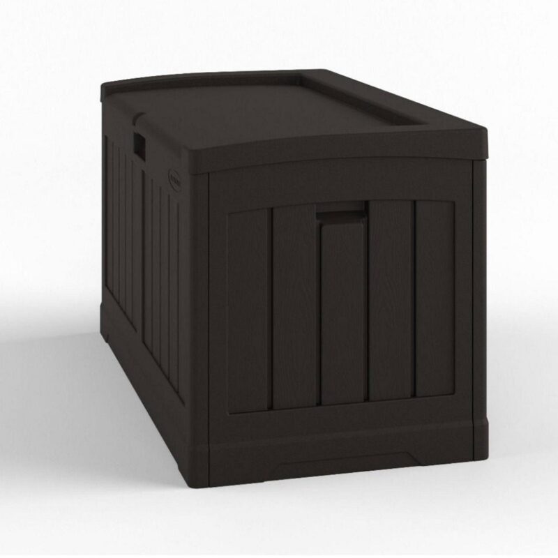 Suncast 50 Gallon Medium Resin Outdoor Storage Deck Box with Seat, Java - Image 7