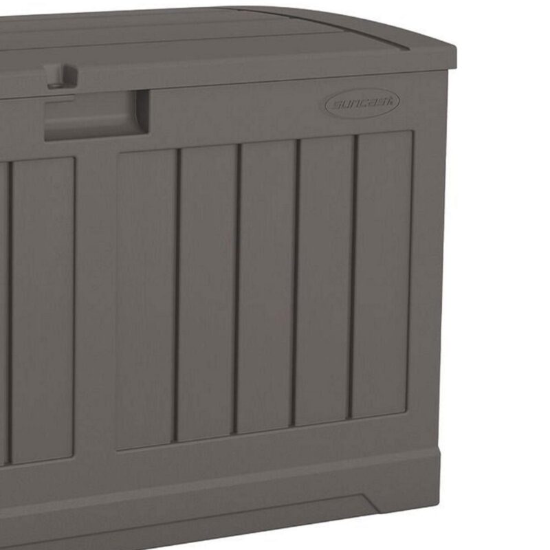 Suncast 50 Gallon Plastic Deck Box with Molded Lockable Feature, Gray - Image 8