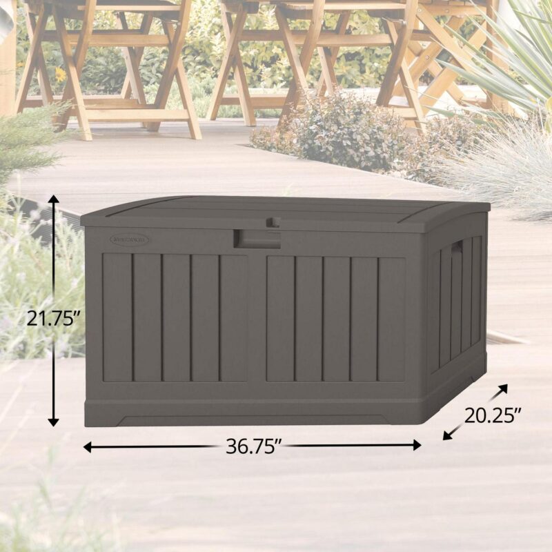 Suncast 50 Gallon Plastic Deck Box with Molded Lockable Feature, Gray - Image 2