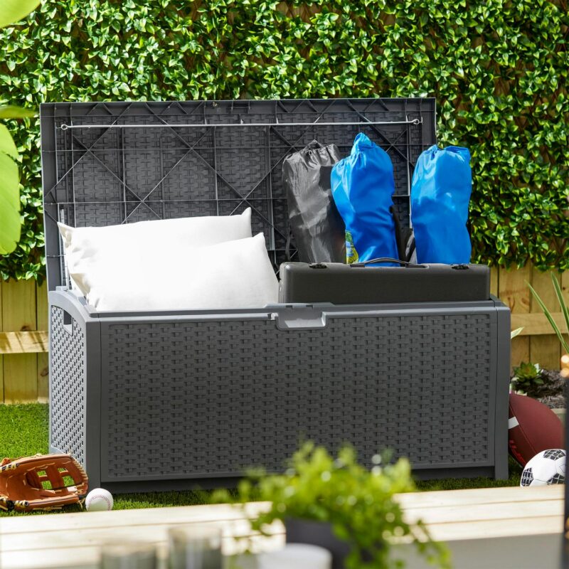 Suncast 73 Gallon Outdoor Patio Storage Deck Boxes, Cyberspace (2 Pack) - Image 8