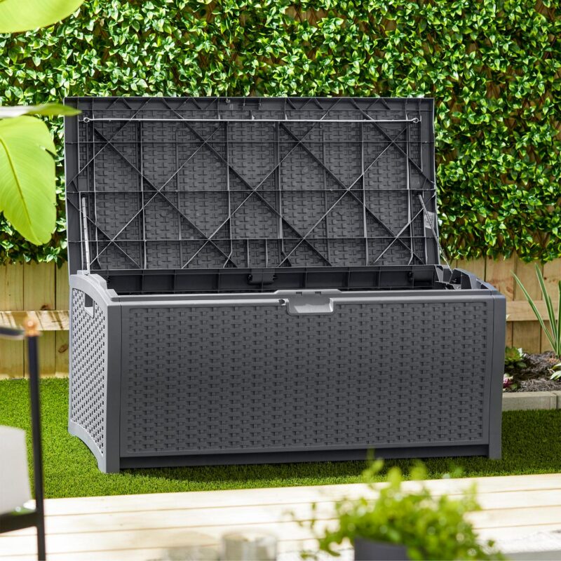 Suncast 73 Gallon Outdoor Patio Storage Deck Boxes, Cyberspace (2 Pack) - Image 7