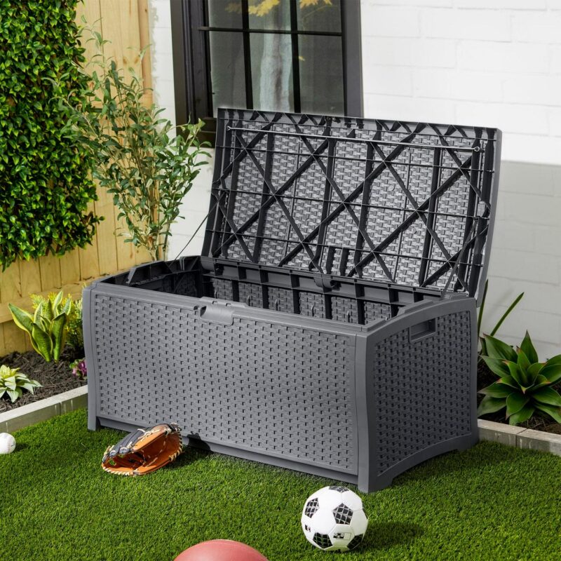 Suncast 73 Gallon Outdoor Patio Storage Deck Boxes, Cyberspace (2 Pack) - Image 11