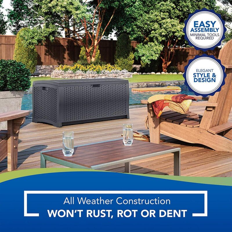 Suncast 73 Gallon Outdoor Patio Storage Deck Boxes, Cyberspace (2 Pack) - Image 5