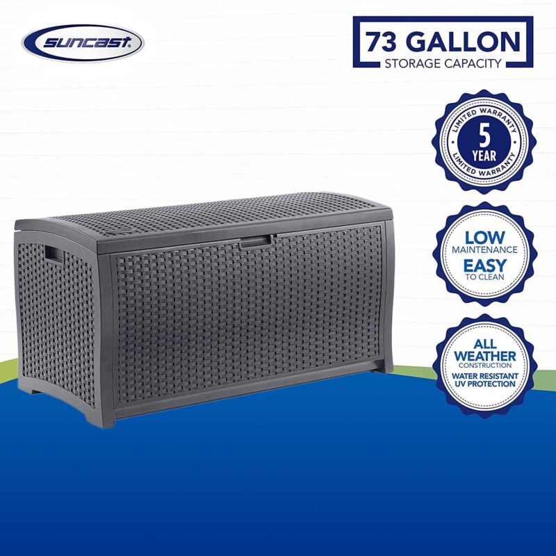Suncast 73 Gallon Resin Outdoor Patio Storage Deck Box, Cyberspace - Image 2