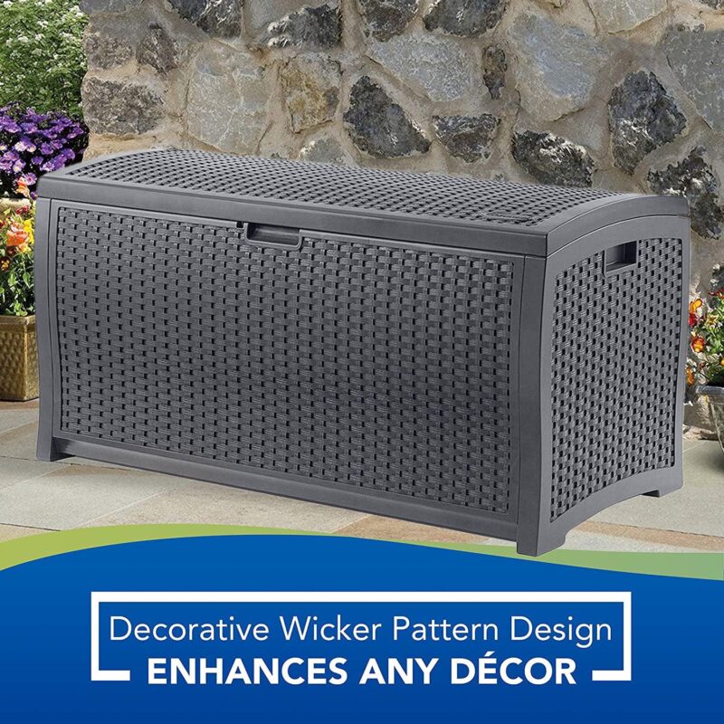 Suncast 73 Gallon Resin Outdoor Patio Storage Deck Box, Cyberspace - Image 4