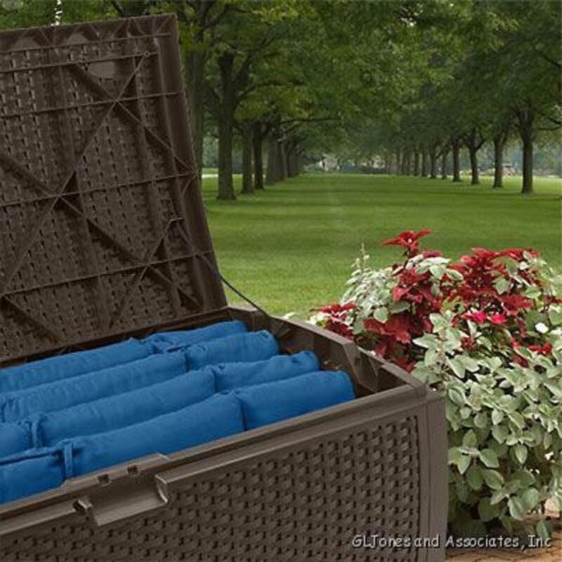 Suncast 73 Gallon Wicker Resin Outdoor Patio Storage Deck Box, (2 Pack) - Image 2
