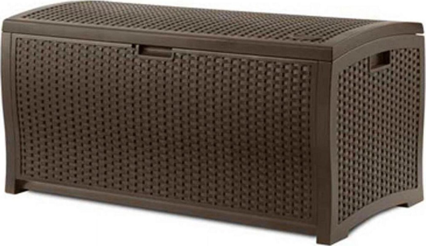 Suncast 73 Gallon Wicker Resin Outdoor Patio Storage Deck Box, (2 Pack) - Image 4