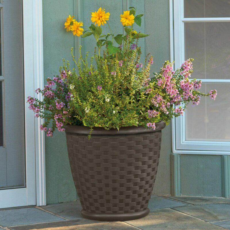 Suncast Sonora Decorative Resin Planter, Java - Image 2