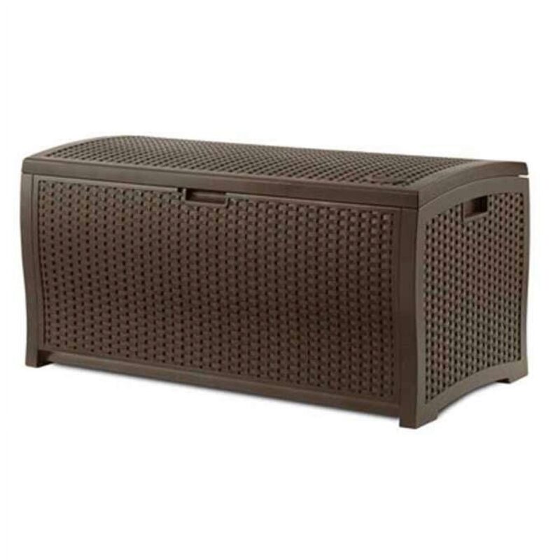 Suncast Trash Hideaway Outdoor Garbage and Outdoor Patio Storage Deck Box, Brown - Image 10