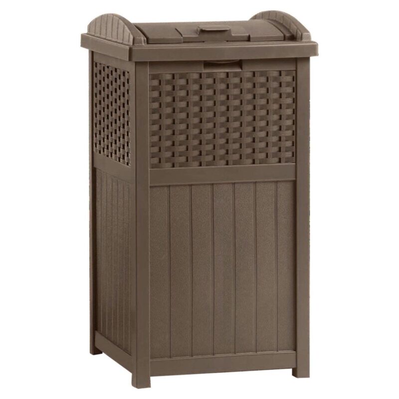 Suncast Trash Hideaway Outdoor Garbage and Outdoor Patio Storage Deck Box, Brown - Image 9