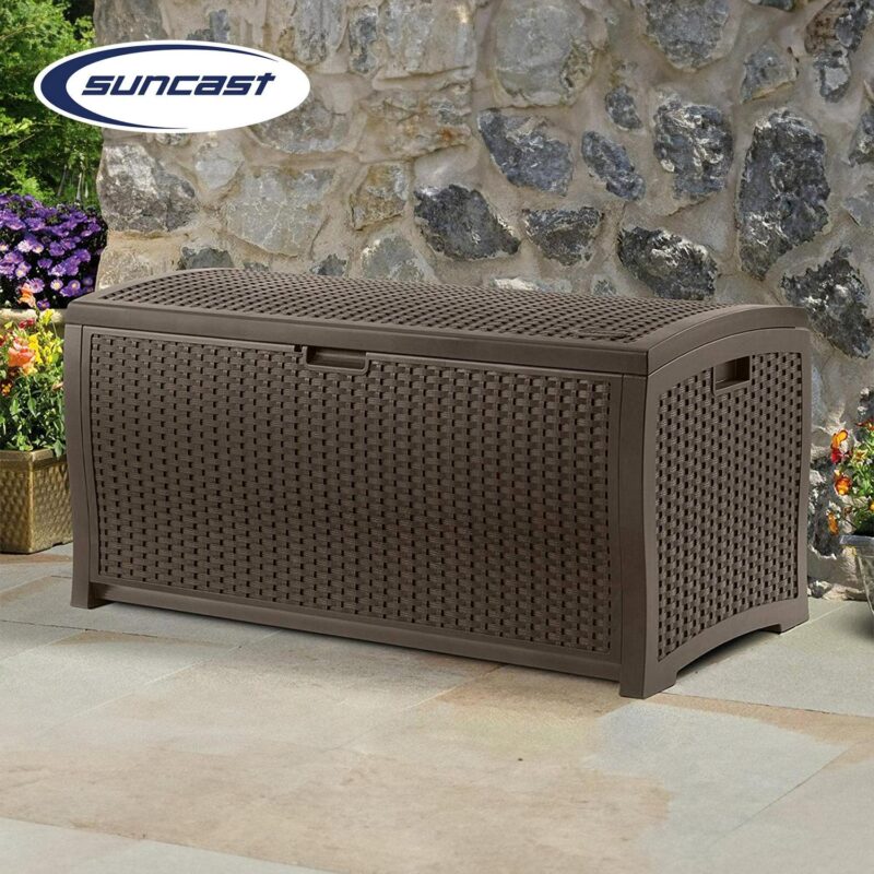 Suncast Trash Hideaway Outdoor Garbage and Outdoor Patio Storage Deck Box, Brown - Image 7