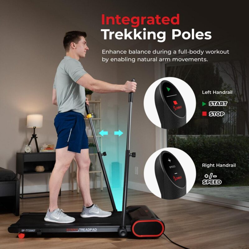 Sunny Health and Fitness Smart Slim Treadmill with Arm Exerciser w Bluetooth and Free SunnyFitA App Membership a SF-T723007 - Image 5