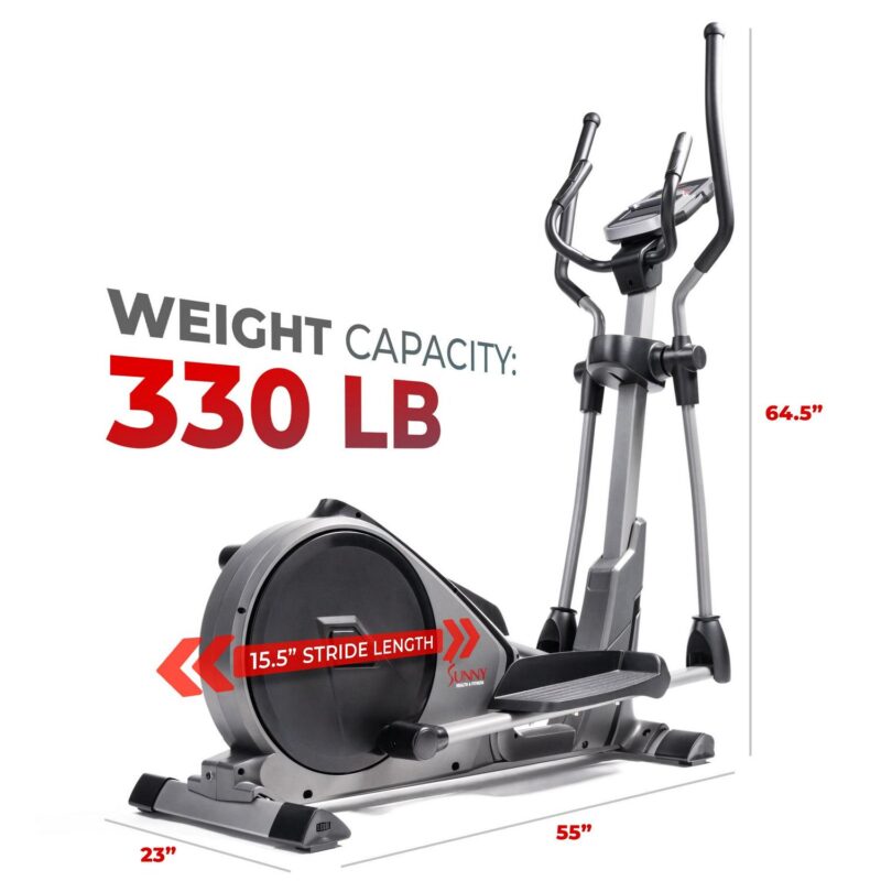 Sunny Health and Fitness Magnetic Elliptical Trainer Elliptical Machine w/ Device Holder, Programmable Monitor and Heart Rate Monitoring, High Weight Capacity - SF-E3912 - Image 4