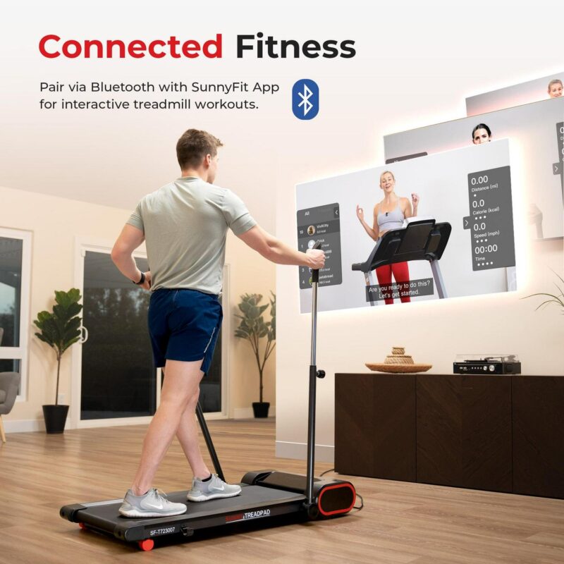 Sunny Health and Fitness Smart Slim Treadmill with Arm Exerciser w Bluetooth and Free SunnyFitA App Membership a SF-T723007 - Image 4