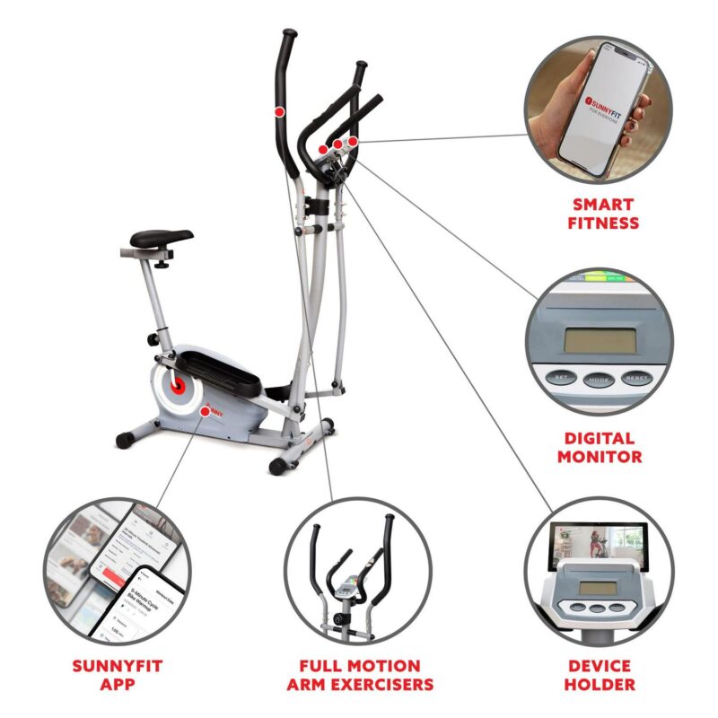Sunny Health and Fitness SMART Essential Interactive Series Seated Elliptical w Free SunnyFitA App Membership - SF-E322004 - Image 7