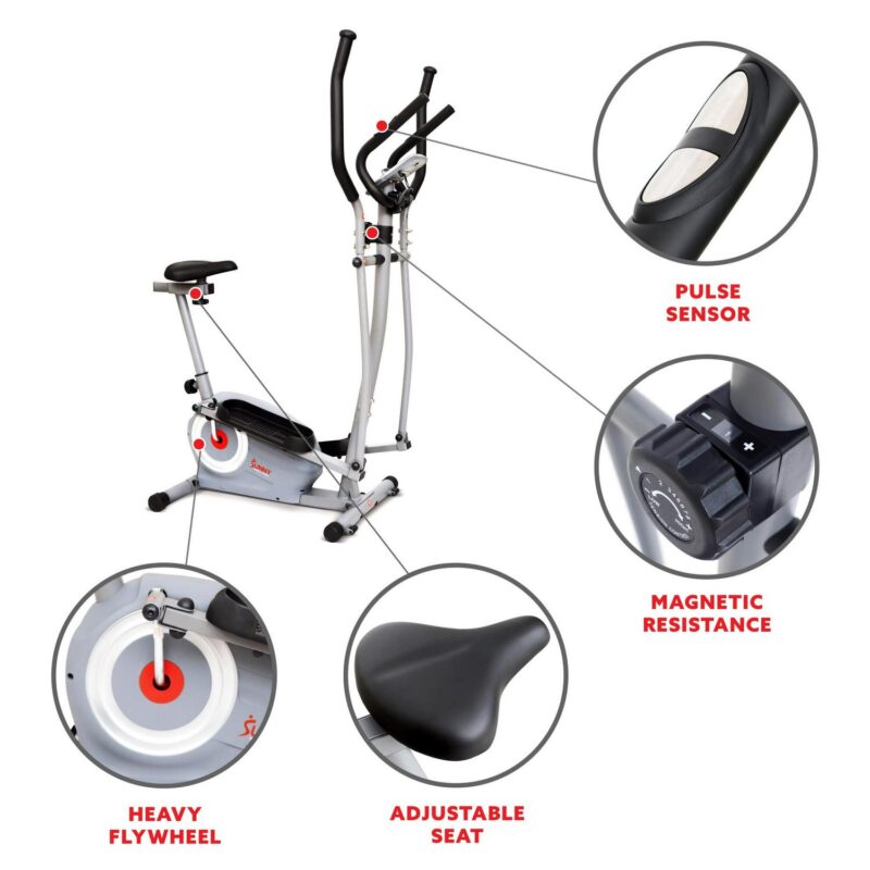 Sunny Health and Fitness SMART Essential Interactive Series Seated Elliptical w Free SunnyFitA App Membership - SF-E322004 - Image 8