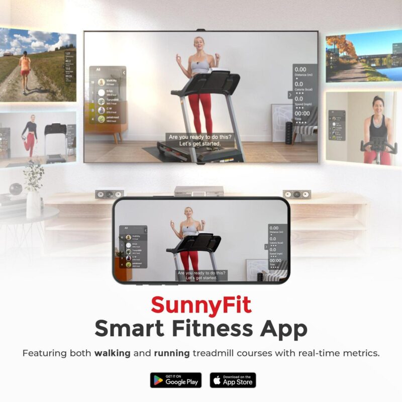 Sunny Health and Fitness Foldable Electric Smart Treadmill with Adjustable Incline and Smart Bluetooth and Free SunnFit App - SF-T722901 - Image 3