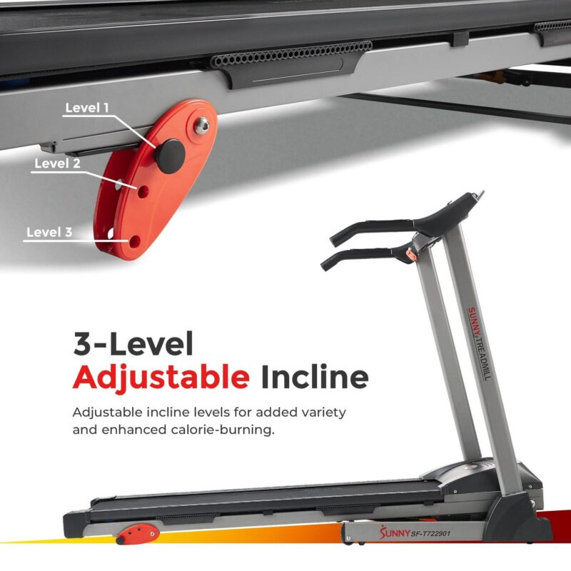 Sunny Health and Fitness Foldable Electric Smart Treadmill with Adjustable Incline and Smart Bluetooth and Free SunnFit App - SF-T722901 - Image 4