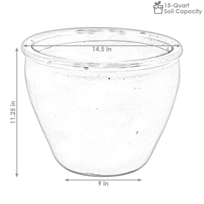 Sunnydaze Chalet 14.5  x 14.5  x 11.25  Round Forest Lake Green Ceramic Outdoor Planter - Image 4