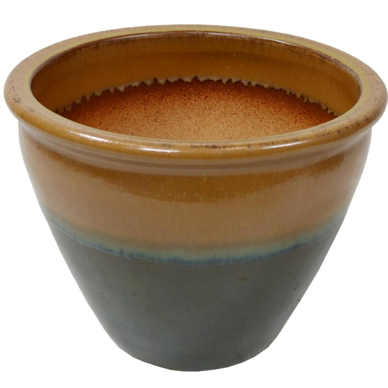 Sunnydaze Chalet 14.5  x 14.5  x 11.25  Round Forest Lake Green Ceramic Outdoor Planter - Image 2