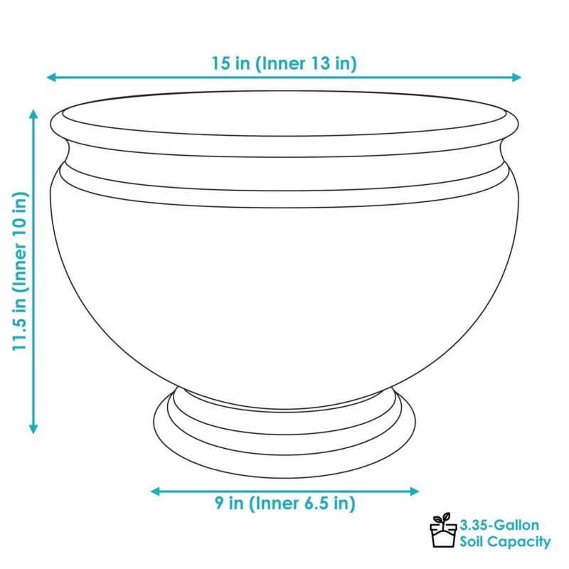 Sunnydaze Elizabeth 15  x 15  x 11.5  Round Rust Polyresin Outdoor Planter Pot 2-Count - Image 4