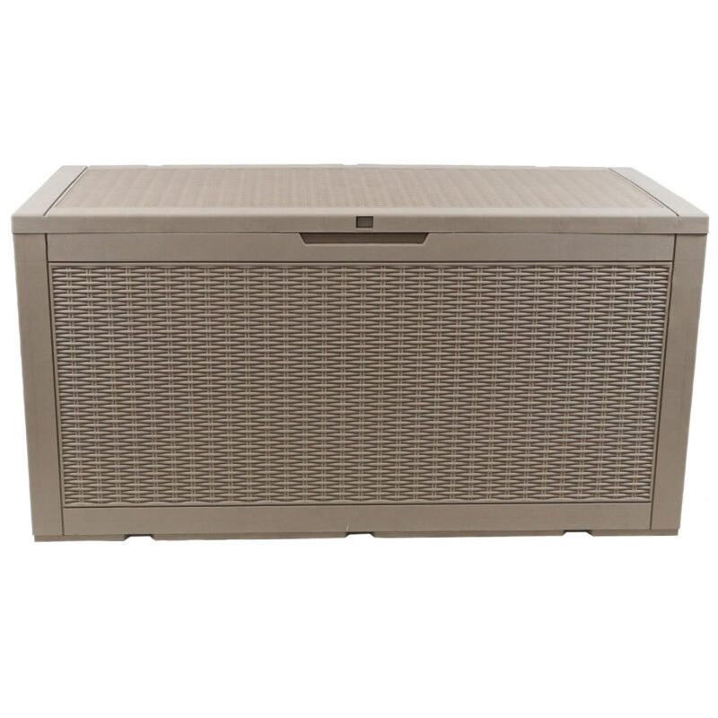 Sunnydaze Faux Rattan Outdoor Lockable Deck Storage Box - 100-Gal. - Driftwood - Image 10