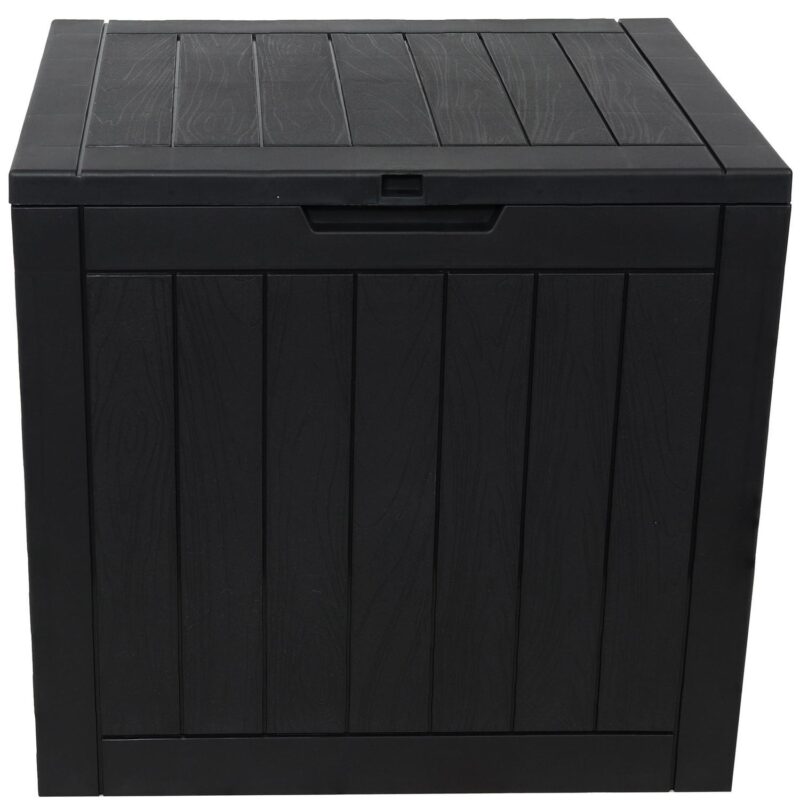 Sunnydaze Outdoor Faux Wood Design 32-Gallon Resin Deck Box with Lockable Lid, Phantom Gray - Image 13