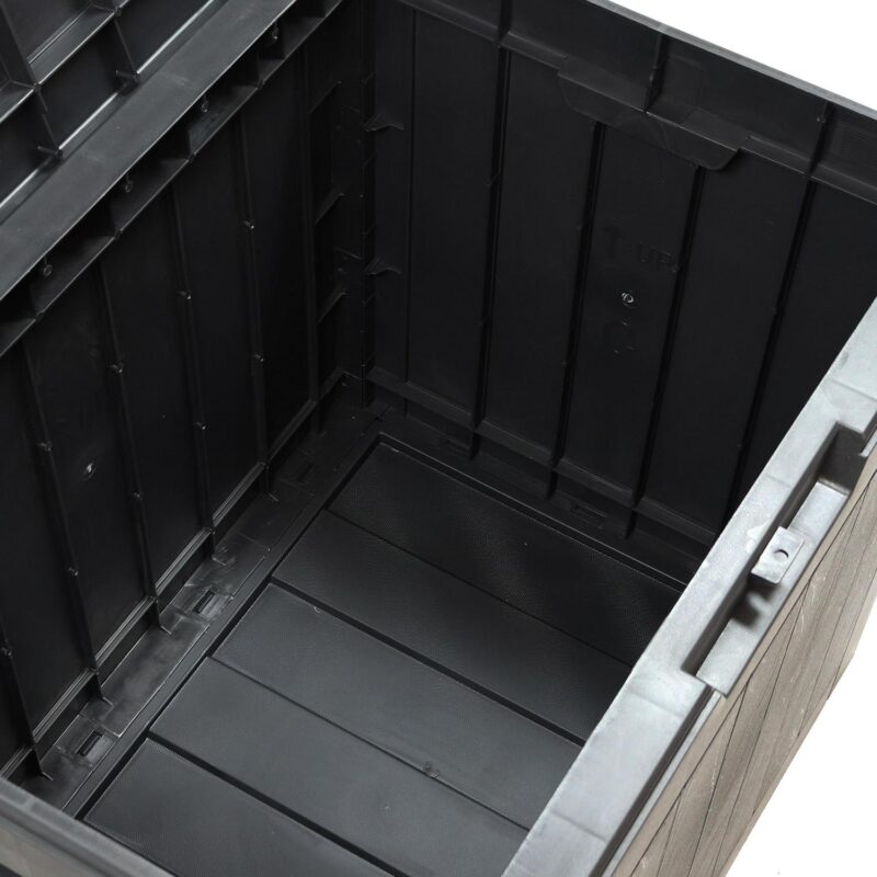 Sunnydaze Outdoor Faux Wood Design 32-Gallon Resin Deck Box with Lockable Lid, Phantom Gray - Image 12