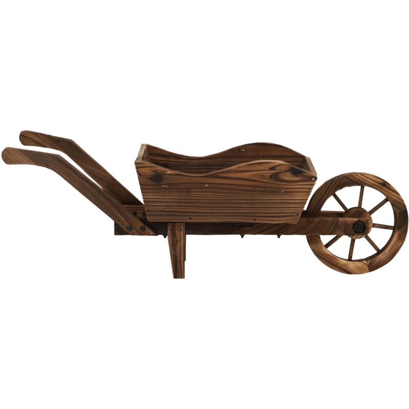Sunnydaze Wooden Decorative Wheelbarrow Planter - 35  x 10  x 11 - Image 8