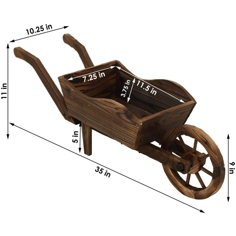 Sunnydaze Wooden Decorative Wheelbarrow Planter - 35  x 10  x 11 - Image 4