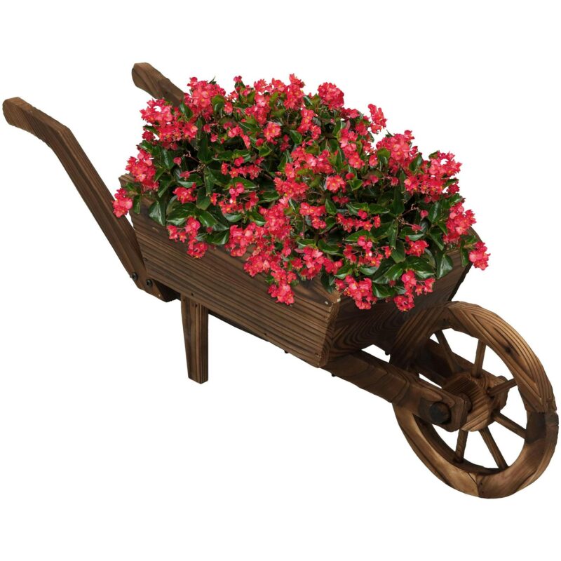 Sunnydaze Wooden Decorative Wheelbarrow Planter - 35  x 10  x 11