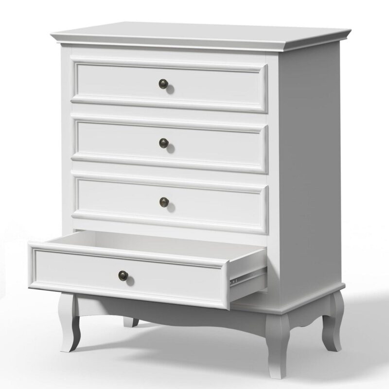 Superjoe White 4 Drawer Dresser, Large Storage Chest with Ball Bearing Slide, Wide Chest of Drawers, Modern Wood Dresser for Bedroom, Living Room, Hallway, Entryway, White - Image 8