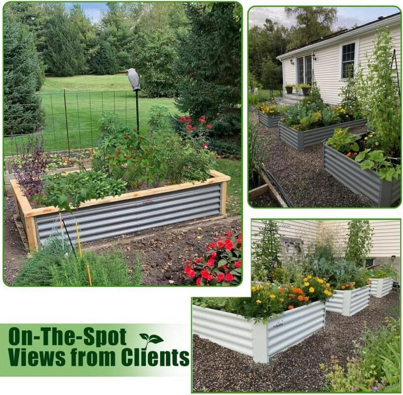 TRAMULL 2 Pack 8x3x1ft Metal Galvanized Raised Garden Bed for Vegetables Flowers Ground Planter Box (Gray) - Image 4