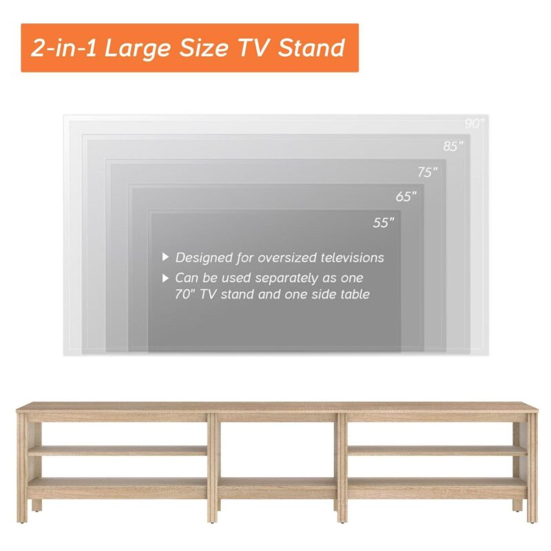 TV Stand for 85 inch TV, Wood Media TV Console Entertainment Center for 90 100 inch TV with 5 Open Shelves for Living Room, 80 inches, Black - Image 4