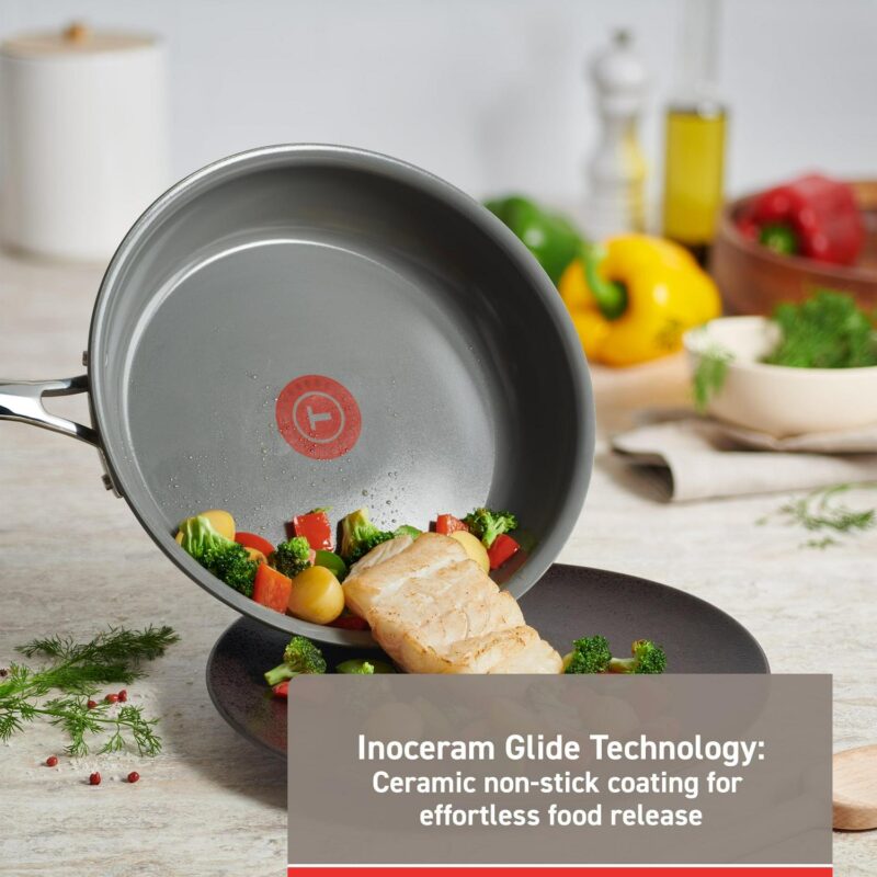 T-fal Ceramic Excellence Nonstick, Cookware Set, 10 Piece, Pots and Pans, Grey - Image 11