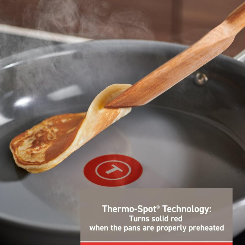 T-fal Ceramic Excellence Nonstick, Cookware Set, 10 Piece, Pots and Pans, Grey - Image 9