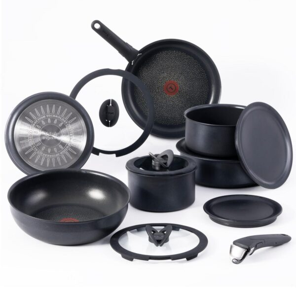 T-fal Ingenio Expertise 14 Piece Nonstick Cookware Set, Induction Oven Safe 500F, Pots and Pans, RV, Detachable Handle, Onyx Black