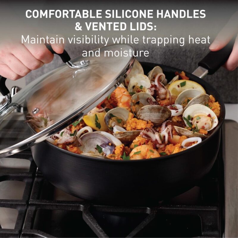 T-fal Ultimate Hard Anodized Titanium Nonstick Cookware, 12 Piece Set, Grey - Image 6