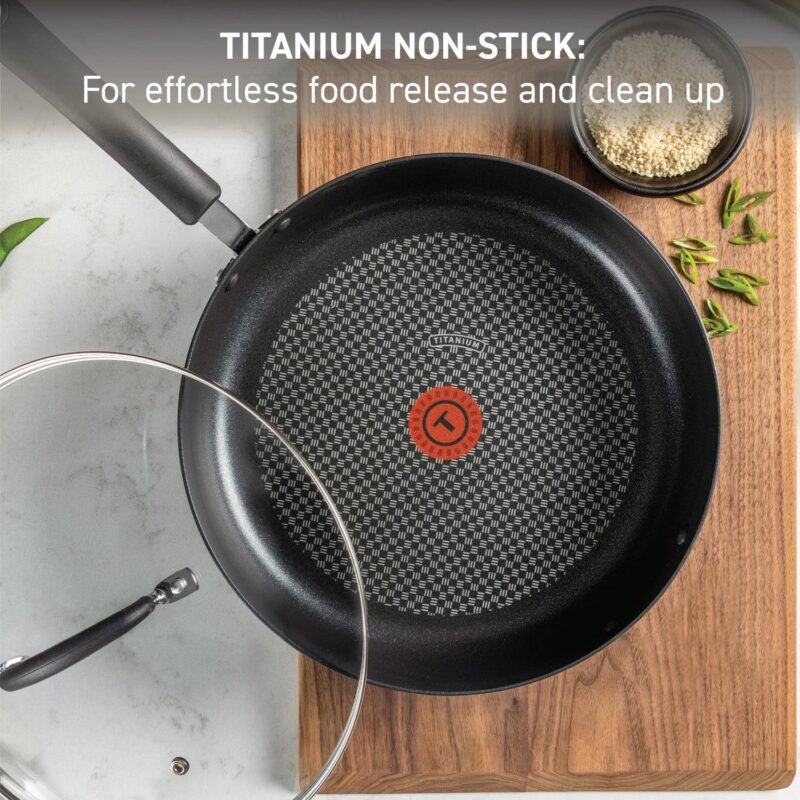 T-fal Ultimate Hard Anodized Titanium Nonstick Cookware, 12 Piece Set, Grey - Image 4
