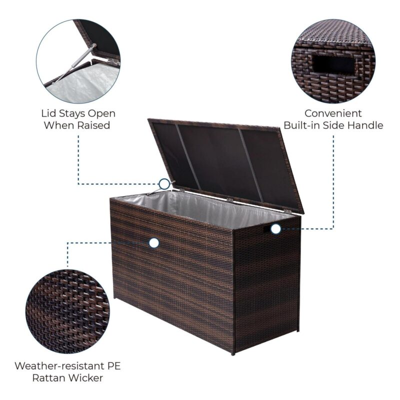 Teamson Home 154-Gallon Outdoor Storage Chest with Handles, Brown - Image 3