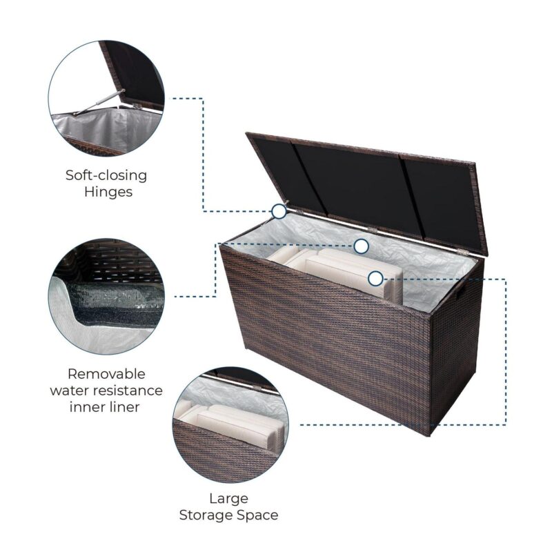 Teamson Home 154-Gallon Outdoor Storage Chest with Handles, Brown - Image 4