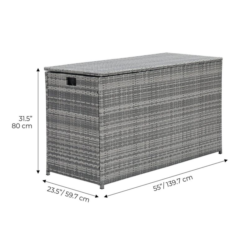 Teamson Home Outdoor PE Rattan and Wicker 154-Gallon Storage Box - Image 4