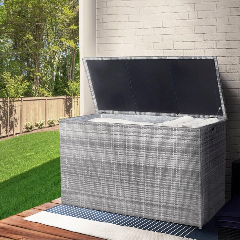 Teamson Home Outdoor PE Rattan and Wicker 154-Gallon Storage Box - Image 3
