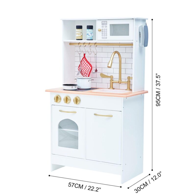 Teamson Kids Little Chef Boston Modern Play Kitchen - White and Wood - Image 4
