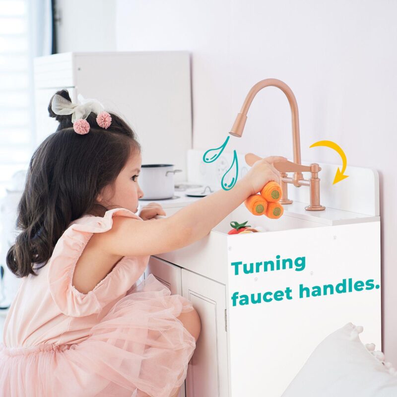 Teamson Kids Little Chef Paris Modern Play Kitchen - White and Rose Gold - Image 5