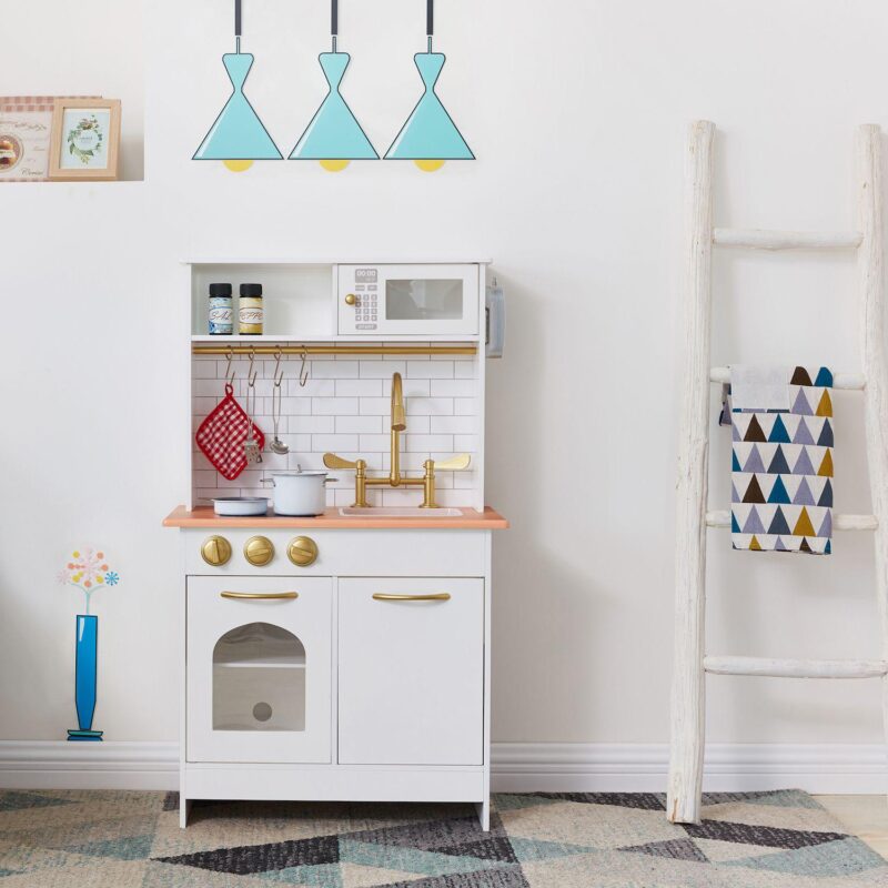 Teamson Kids Little Chef Boston Modern Play Kitchen - White and Wood - Image 7