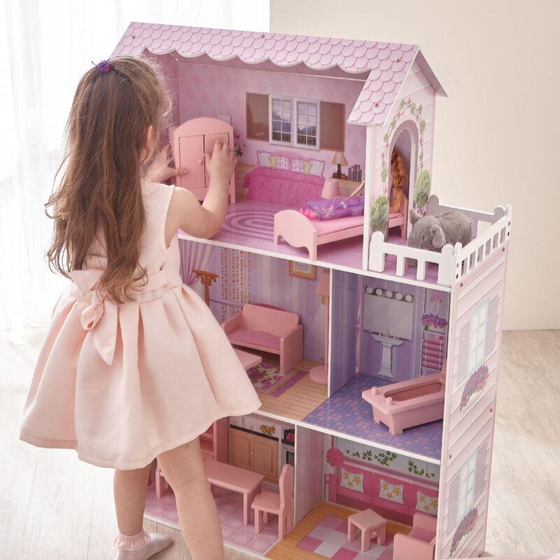 Teamson Kids Olivia's Little World 12-inch Pink Dreamland Tiffany Dollhouse with Matching Pink Accessories - Image 6