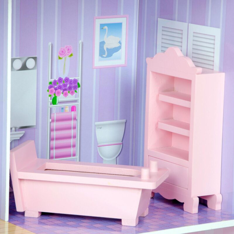 Teamson Kids Olivia's Little World 12-inch Pink Dreamland Tiffany Dollhouse with Matching Pink Accessories - Image 2