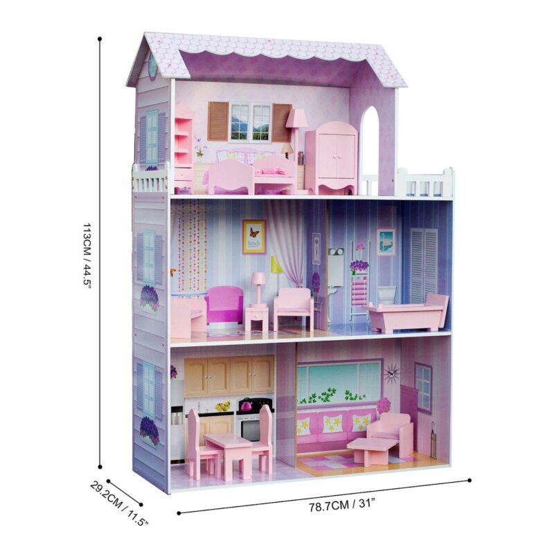 Teamson Kids Olivia's Little World 12-inch Pink Dreamland Tiffany Dollhouse with Matching Pink Accessories - Image 4