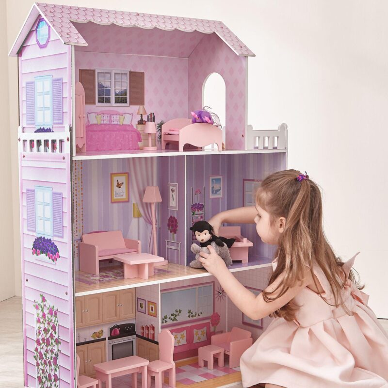Teamson Kids Olivia's Little World 12-inch Pink Dreamland Tiffany Dollhouse with Matching Pink Accessories - Image 7